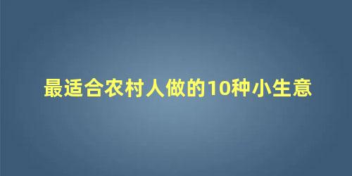 农村适合干的小生意(适合农村做生意的项目)